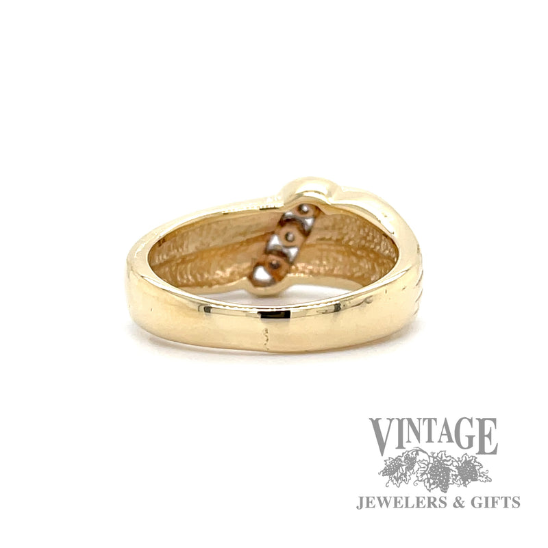 Diamond and 14k gold fluted bypass ring Bottom