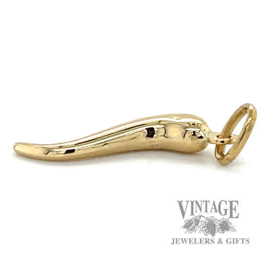  Italian Horn 14kt yellow gold pendant side