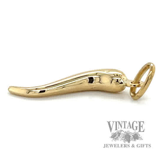  Italian Horn 14kt yellow gold pendant side