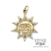 Smiling sun 14k gold pendant
