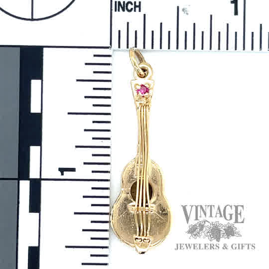 Guitar 14k gold and ruby pendant/charm