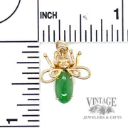 Fly 14k gold jade pendant size to scale