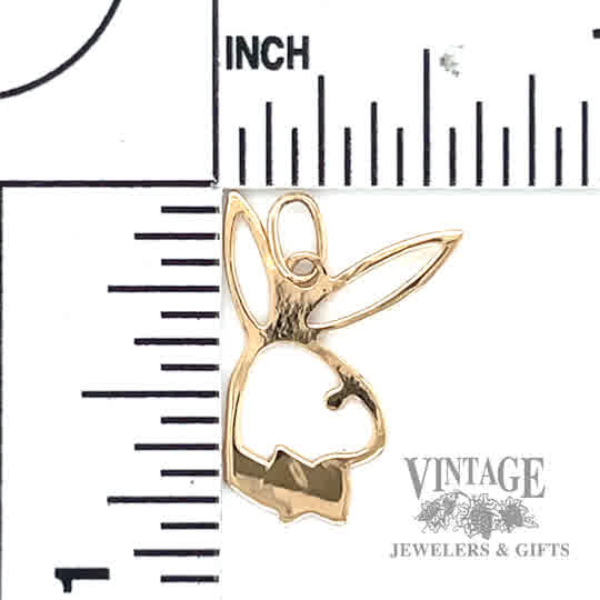Bunny 10k gold pendant  size and scale