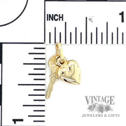 Heart w/Key 14k pendant size and scale