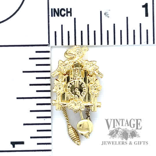 Cuckoo Clock 14k gold pendant size and scale