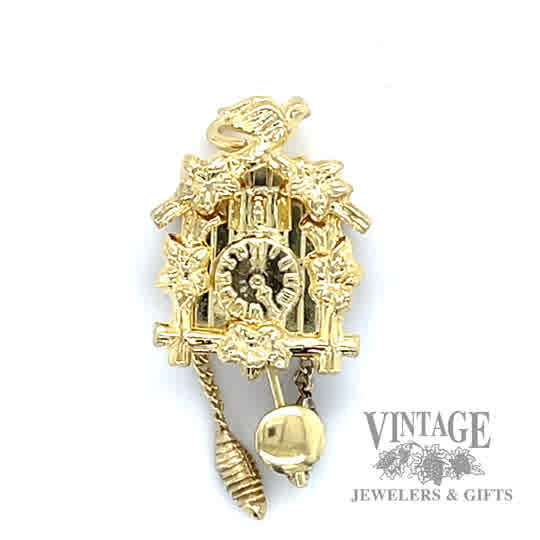 Cuckoo Clock 14k gold pendant 