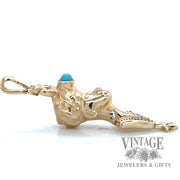 Pharaoh w/ round turquoise stone 13k gold pendant side