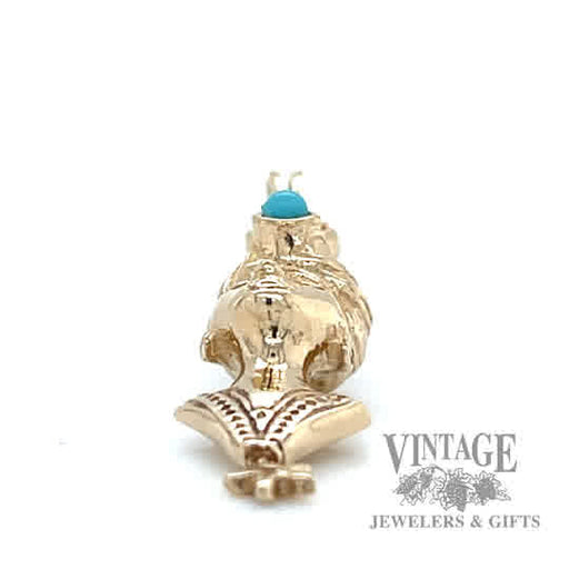  Pharaoh w/ round turquoise stone 13k gold pendant front side