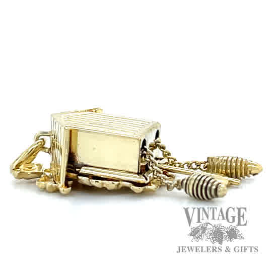 Cuckoo Clock 14k gold pendant side