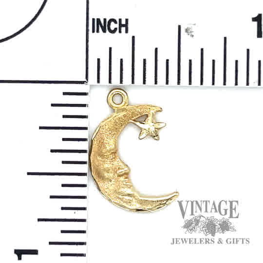 Moon & Star 14k gold pendant size and scale