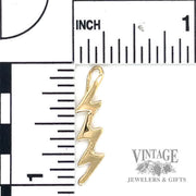 Lightning  Bolt 14k gold pendant  size and scale