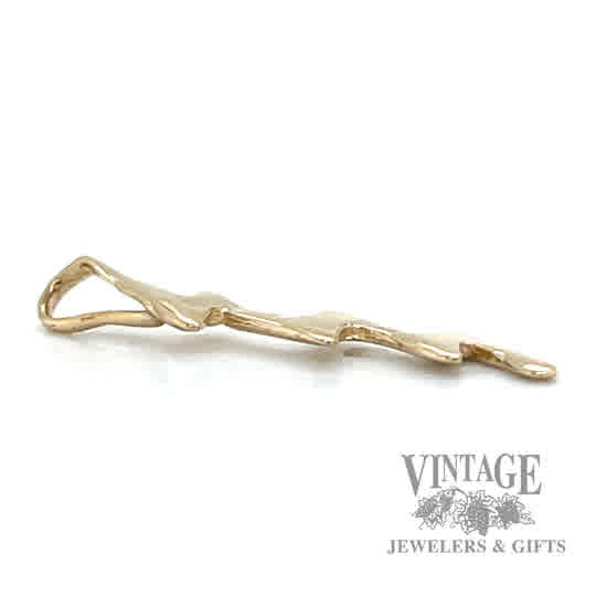 Lightning Bolt 14k gold pendant  side