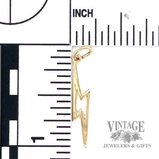 Lighting Bolt outline 14k gold pendant