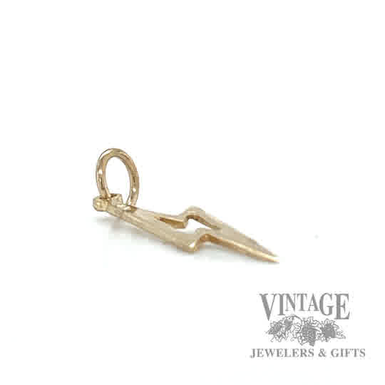 Lighting Bolt outline 14k gold pendant