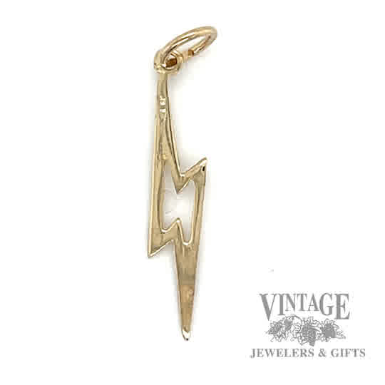 Lighting Bolt outline 14k gold pendant