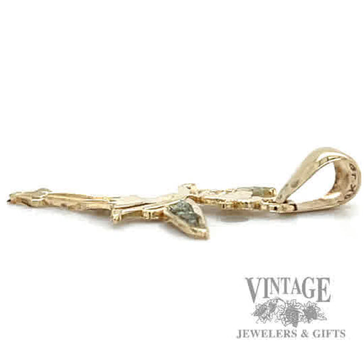 Tinkerbell w/ glittered wings 10k gold pendant  side