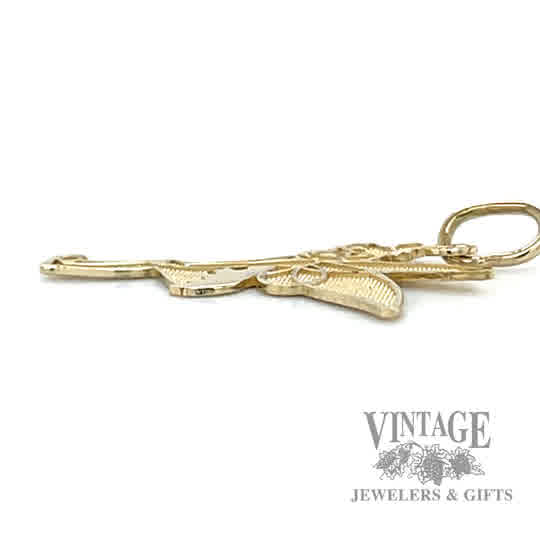 Tinkerbell 10k gold pendant side