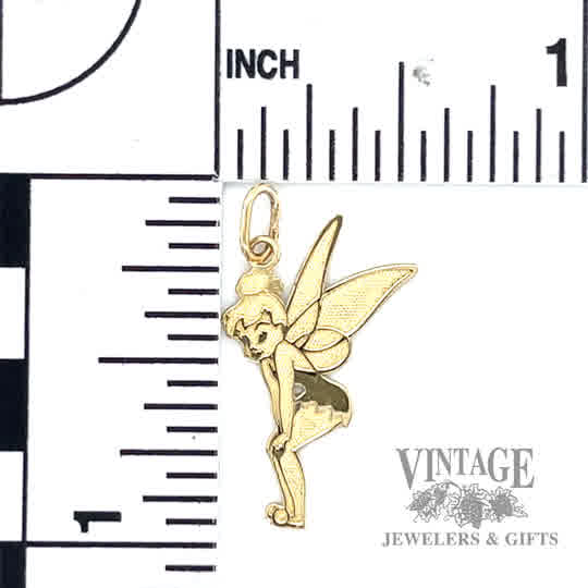 Tinkerbell 10k gold pendant size and scale