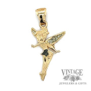 Tinkerbell w/ glittered wings 10k gold pendant 