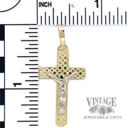 Cross w Jesus 10k gold pendant size and scale