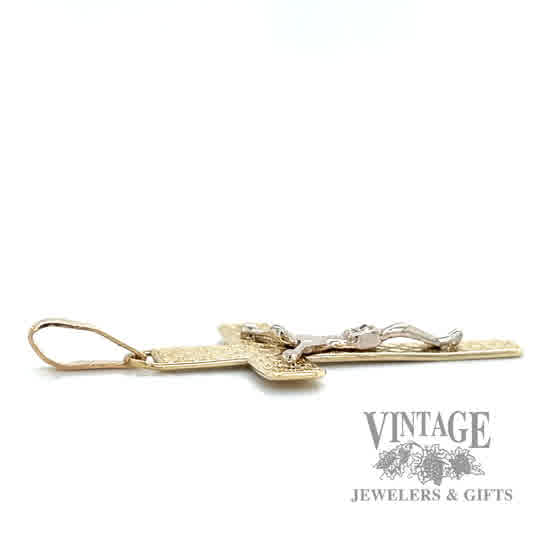 Cross w Jesus 10k gold pendant side 