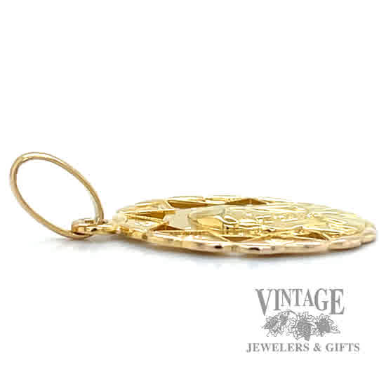 Virgin Mary 19k gold Pendant  side