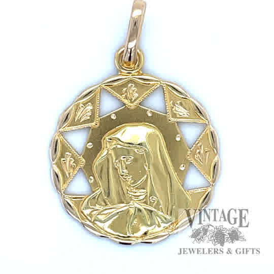 Virgin Mary 19k gold Pendant 