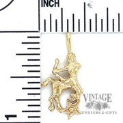 Minotaur w Star 14k gold pendant  size and scale