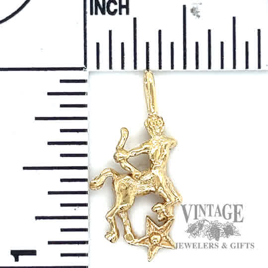 Minotaur w Star 14k gold pendant  size and scale