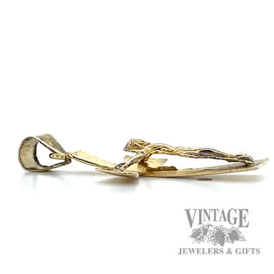 Jesus Cross 9k gold pendant side 