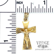 Jesus Cross 9k gold pendant size and scale 