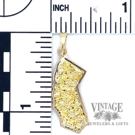 California 14k gold pendant  size and scale