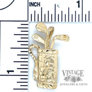 Golf Club bag 14k gold pendant  size and scale
