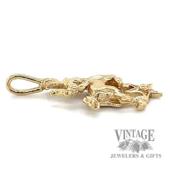 Minotaur w Star 14k gold pendant side