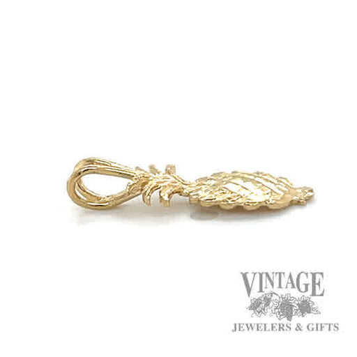 Pineapple 14k gold pendant side