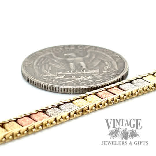 7.5" Panther link 14k Tri gold bracelet side