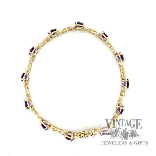 7.5" Tennis Link w/ Heart Shaped Amethyst round