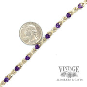 7.5" Tennis Link w/ Heart Shaped Amethyst size and scale 