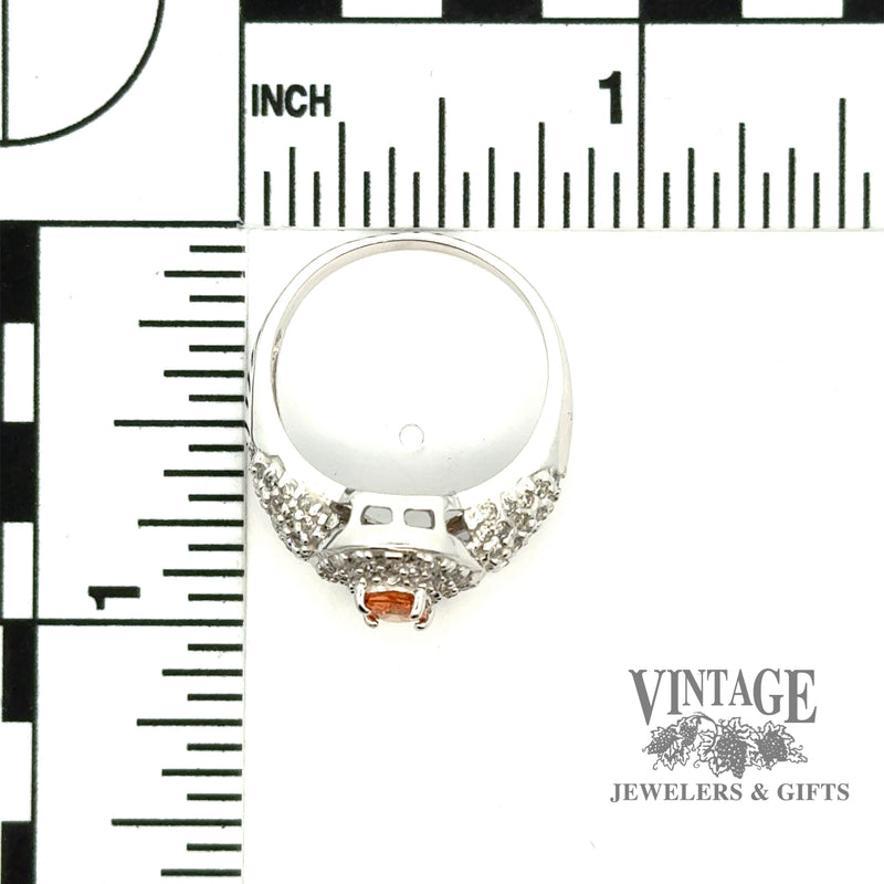 10kw gold oval spessartine diamond pave ring with scale