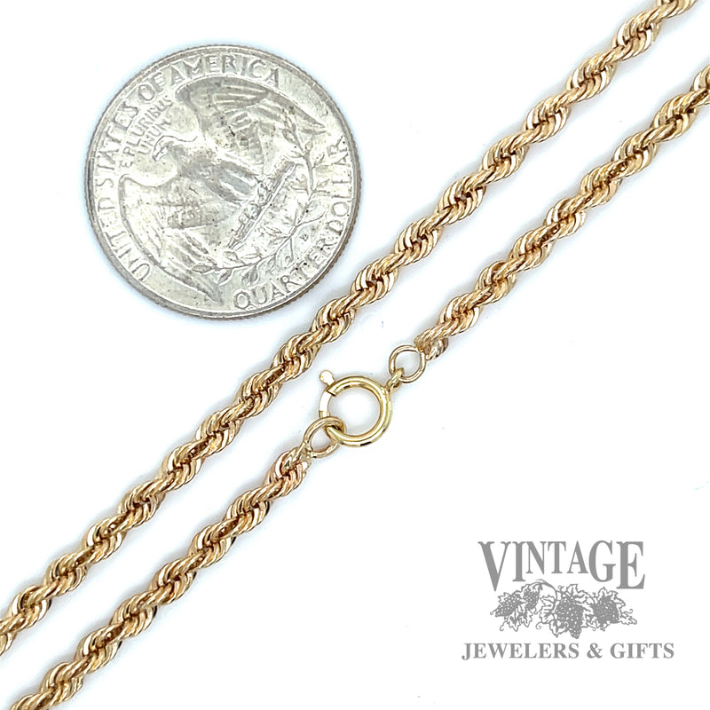 20” rope chain 14k gold 3mm necklace