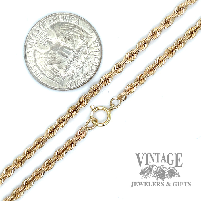 20” rope chain 14k gold 3mm necklace