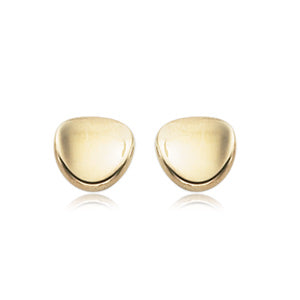 14 yellow gold "dapped" wavy 8 mm disk pierced stud earrings