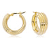 14 karat yellow gold small pierced hoop earrings with ridges