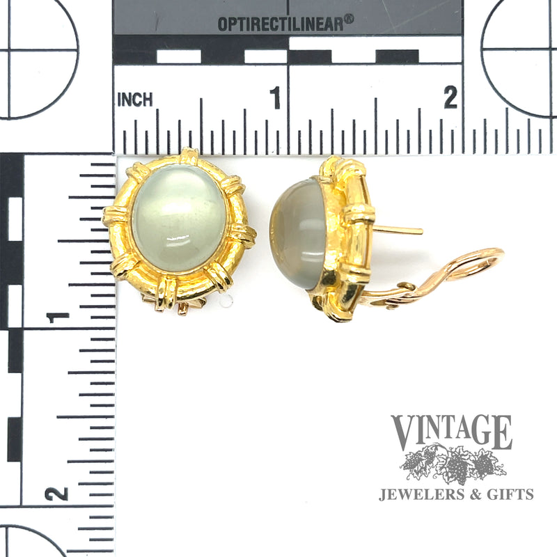 Lemon quartz mother of pearl 18ky gold earrings scale