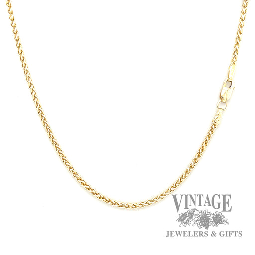 22” 14k solid gold 1.75 mm wheat chain necklace