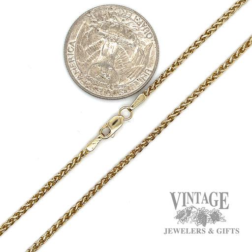 22” 14k solid gold 1.75 mm wheat chain necklace scale
