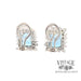 Aquamarine and diamond 14KW gold earrings back