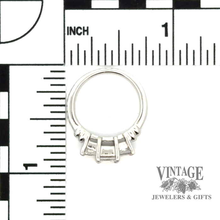 Platinum 1.0ctw Princess cut three stone ring with scale
