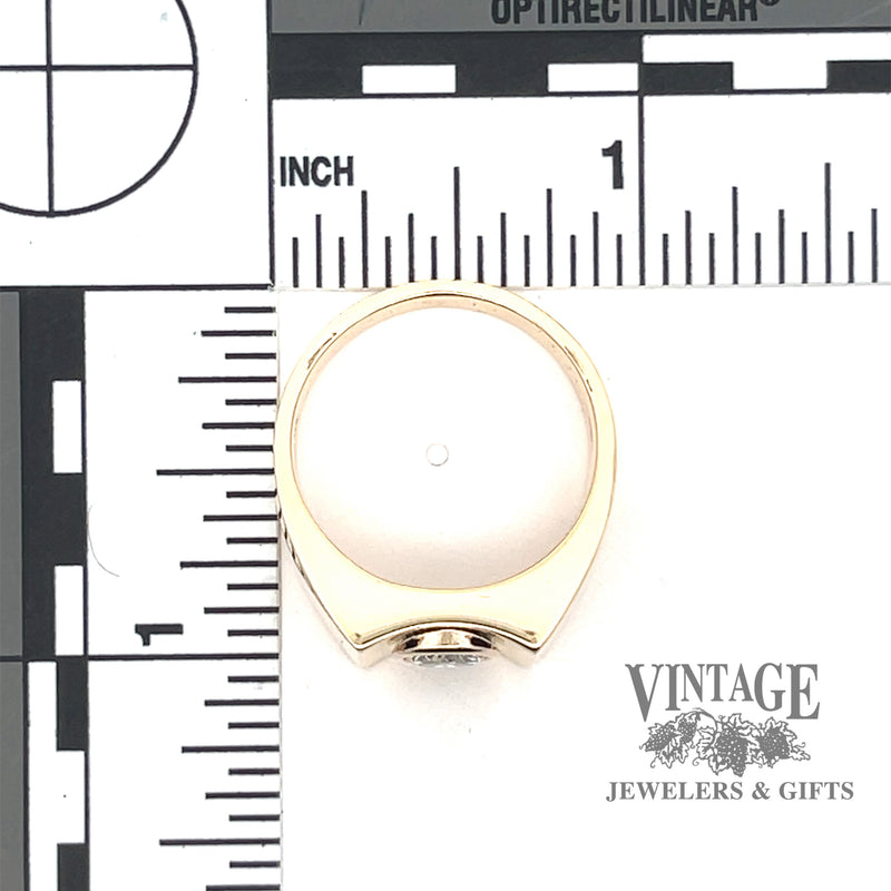 Bezel set 14ky gold ring scale