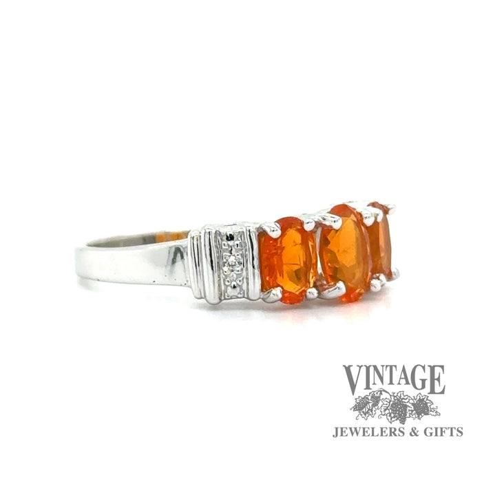Fire opal and diamond 10kw gold ring